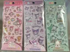 サンリオ　レリーフステッカー　3点　ボンボンドロップシール　ポチャッコ　クロミ