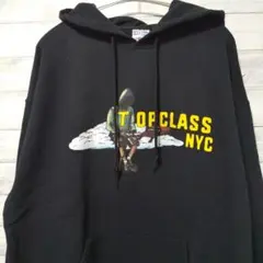 JERZEES プリント パーカー L 黒 裏起毛 USA古着