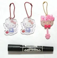 【中古】ハローキティ　アクリルキーホルダー　キャンディチャーム　計3個セット