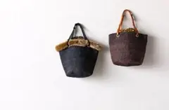 LOISIR ロワズィール 2way トートバック バケツ型 ネコ 刺繍 グレー 
