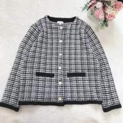 パート2byジュンコシマダ ツイードニットジャケット ノーカラー フォーマル 黒のサムネイル