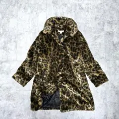 美品 H&M レオパード EUR40 フェイクファー コート 豹柄 エコファーのサムネイル