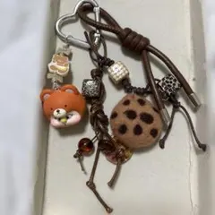 ヒョウ柄 キャラクター付きキーホルダー　ストラップ　チャームバッグチャーム418