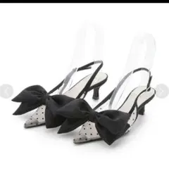 SNIDEL ドットメッシュリボンモチーフサンダル　Sサイズ　スナイデル