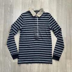 ラコステ ストライプ 切り替え 長袖トップ グレーロゴ レディースS相当