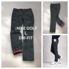 Ｌ未使用級【ナイキゴルフ】DRI-FIT スリムパンツ チェック柄 ダークグレー