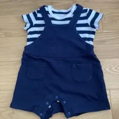 ユニクロ　ネイビーと白　ボーダーロンパース