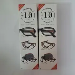 持ち運び老眼鏡オレンジ&ブラック+1.0×2つセット