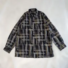 PAGERO 90s 総柄シャツ 幾何学 ストライプ 個性派 モード 古着