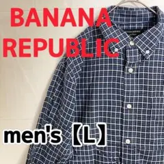 柄シャツ 長袖 ネイビー