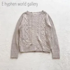 イーハイフンワールドギャラリー　クルーネックケーブルニット　セーター　ベージュ