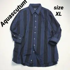 カシミヤ混⭐︎アクアスキュータム ネルシャツ 柄シャツ ストライプ 大きいサイズ