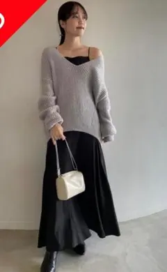 専用！スナイデル 深Vネックニット×キャミワンピセット 黒 グレイ　サイズ1