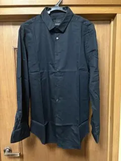 SISLEY 黒シャツ 長袖 XL 襟二重デザイン 美品