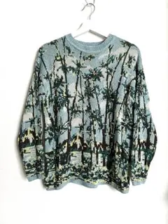 GU × beautiful people グラフィックニットプルオーバー S