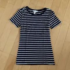 H&M ボーダー Tシャツ 半袖 ブラックのサムネイル