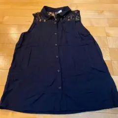 H&M ブラックノースリーブブラウス