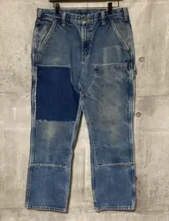 お*だ様 Carhartt カーハート ダブルニー デニム ワイドパンツ 34× a44a3b02e4c1fae0dab626bd3db733