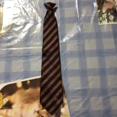 バーガンディ ストライプ ネクタイ クリップ付き　最終値下げ