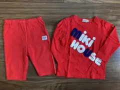 MIKI HOUSE 長袖Tシャツ、ハーフパンツセット 90 赤