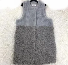 美品　LIGNAGGIO リナージオ　ラム風フェイクファー ロングジレ　　ベスト