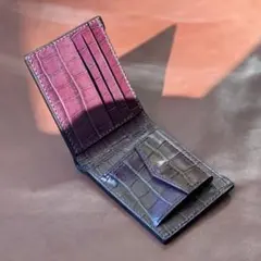 ハンドメイド　コンパクト二つ折り財布　本革　イタリアンレザー　タンニン鞣し