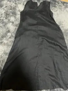 無印良品 ノースリーブVネックワンピース 麻リネン　黒