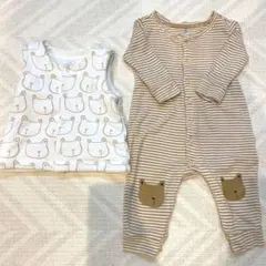 babyGap くま 刺繍 ロンパース リバーシブルベスト 2点セット