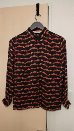極美品 クリスチャンディオール ヴィンテージ シルク混 ブラウス 赤 