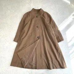【高級カシミヤ100%】AKI スタンドカラーコート Aライン F ブラウン
