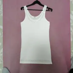 AZUL by moussy ビーズ装飾タンクトップ ホワイトのサムネイル