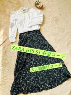 春夏コーデ　ZARA PLST ブラウス　スカート　セット売り　大人綺麗目　美品