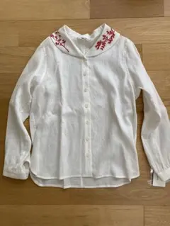 atelier naruse ショールカラー刺繍ブラウス ホワイト 新品 - メルカリ