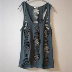 d.i.a. フード付きタンクトップ グレー　平成　ギャル 楽天市場】ギャル服 ギャル ファッション トップス パーカー 肩出し 肌