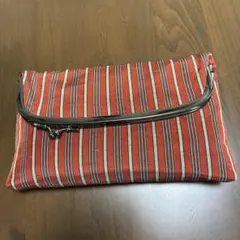 ストライプ柄 がま口 クラッチバッグ 紬　和装小物　着物　昭和レトロ　未使用