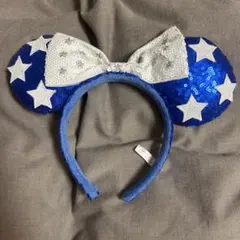 ディズニー 青 星 スパンコール リボン カチューシャ