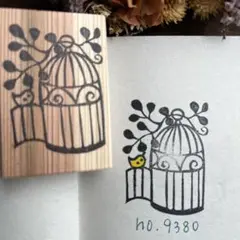 スタンプ　No. 9380鳥籠と小鳥