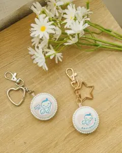 マタニティマーク ロゼット キーホルダー パール付き ハンドメイド