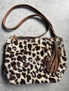 ヒョウ柄ファーショルダーバッグ