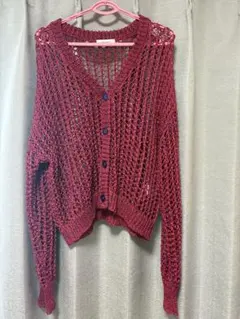 PAGEBOY ページボーイ MIXメッシュショートカーディガン ピンク 可愛い