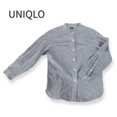 ユニクロ　ヒッコリーオーバーサイズスタンドカラーシャツ 長袖 XS 綿100%