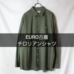 EURO古着 チロリアンシャツ XXL カーキ コットン100