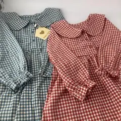 女の子　長袖　ワンピース　襟　ウサギ　baby nest 110 90