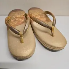 ゴールド草履 和風デザイン 約3cmヒール 24cm