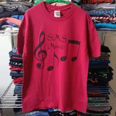 90sギルダンドミニカ製メンズ古着Мヴィンテージ音楽SMS赤tシャツUSA直輸入