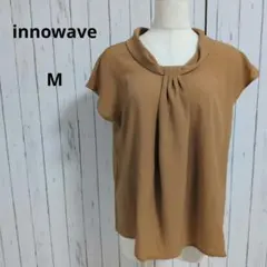 イノウェーブ☆半袖　ブラウス　フロントタック　トップス　プルオーバー　M　茶色