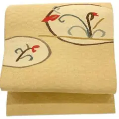 ［5571］名古屋帯 美品 枝花文様 お太鼓柄 八寸 正絹 着物