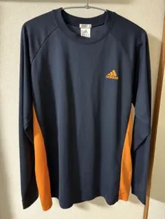 adidas 長袖トレーニングシャツ ネイビー/オレンジ