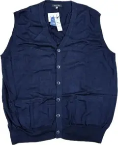 【新品タグ付】B&T CLUB シルク混 Vネック ニットベスト 3L ネイビー