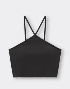 GU ブラフィールクロップドホルターネックキャミソール　ブラック